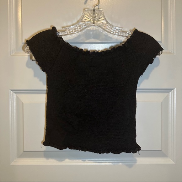 Brandy Melville Tops - Brandy Melville Black Smocked Crop Top OS